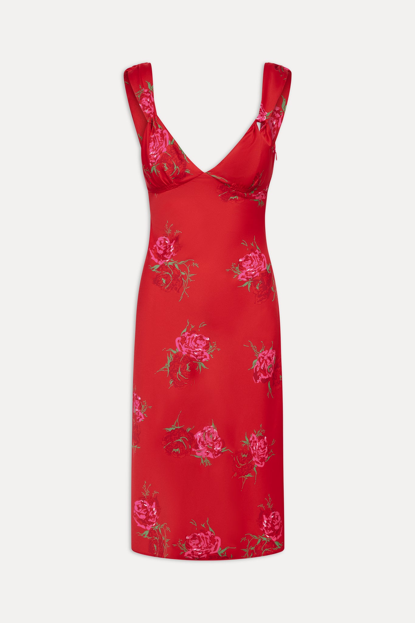 Aurora Satin Floral Midi Dress - Red Rose Brushstroke - Image 3