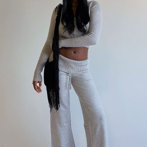 Dawson Knit Fold Over Pants - Cloud Cover