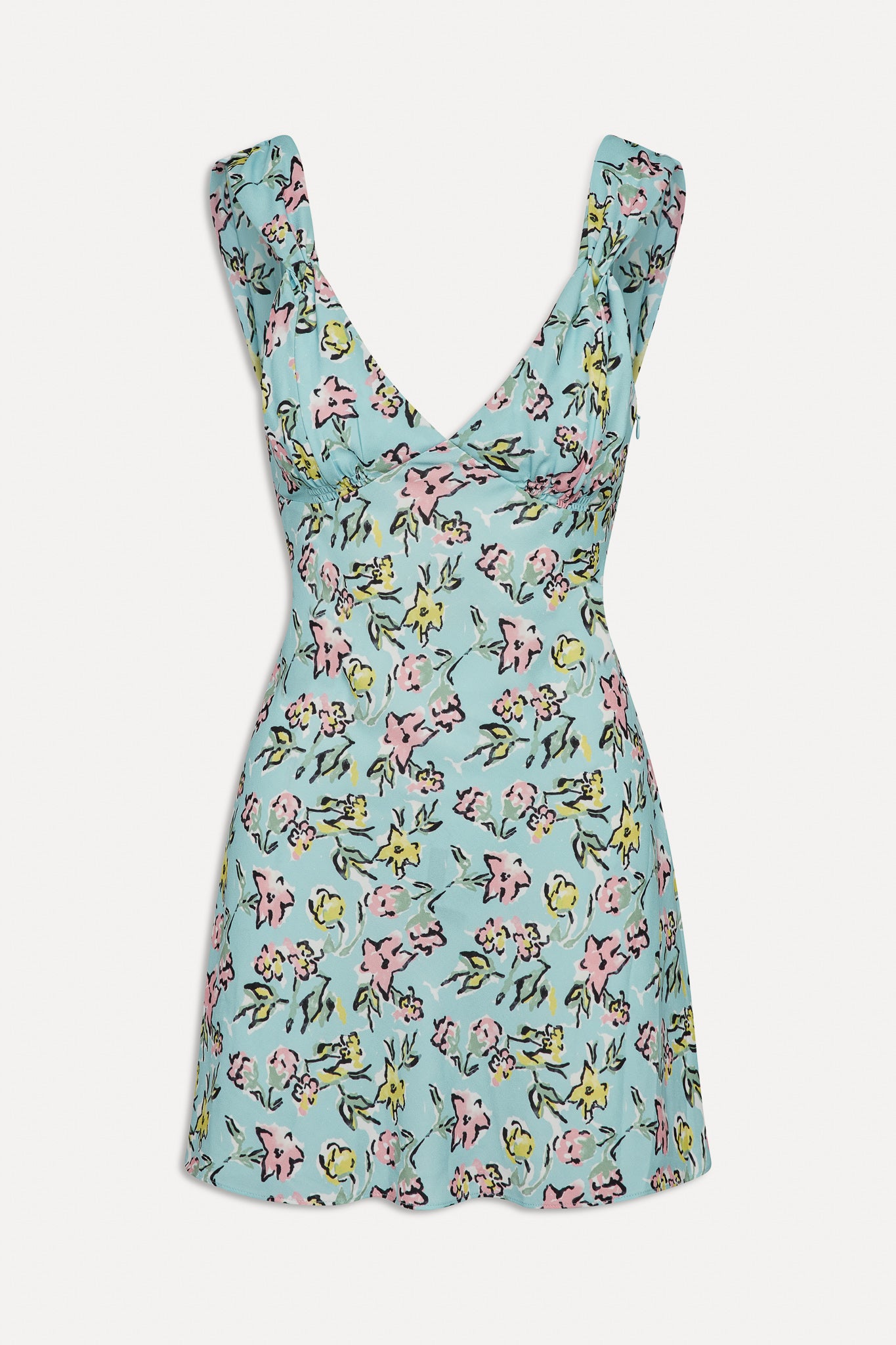Emilia Satin Floral Mini Dress - Pastel Peony - Image 3