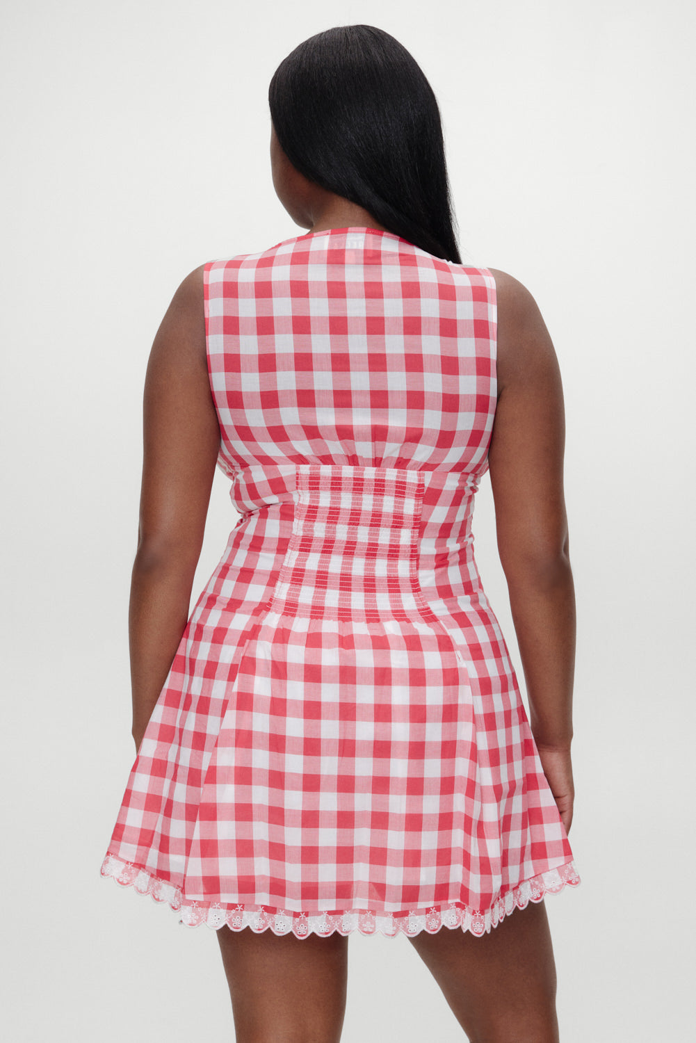 x BELLA HADID Farm Gingham Mini Dress - Malibu Picnic - Image 6
