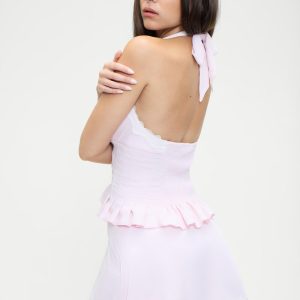 Angeline Satin Mini Skirt - Pink Porcelain