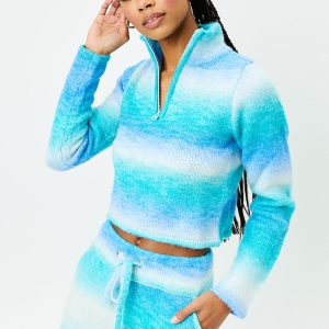 Bowie Cropped Knit Sweater - Blue Horizon