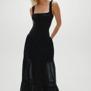 Christabelle Ruffle Maxi Dress - Black