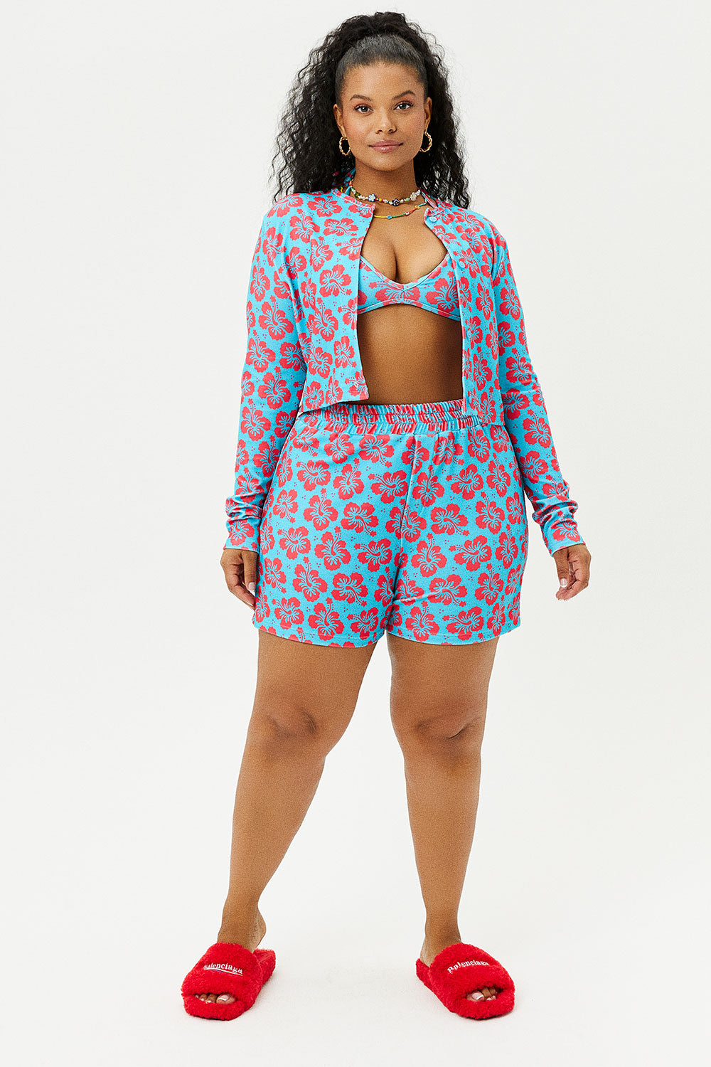 Fifi Terry High Waist Shorts - Blue Magic - Image 3