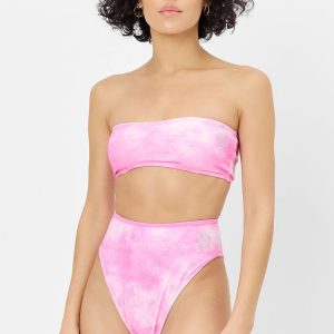 Jean Terry Bandeau Bikini Top - Distorted Pink Dye