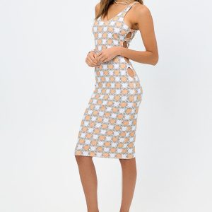 Sterling Terry Midi Dress - Nude Daisy