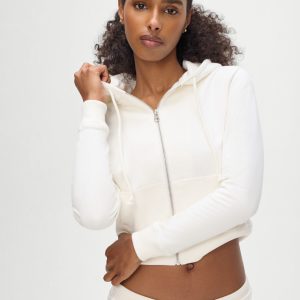 Fall Zip Up Hoodie - White
