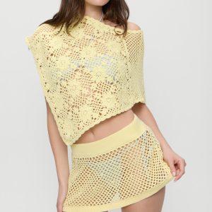 Adaline Crochet Mini Skirt - Whipped Butter