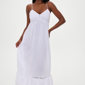 Airy Poplin Midi Dress - White