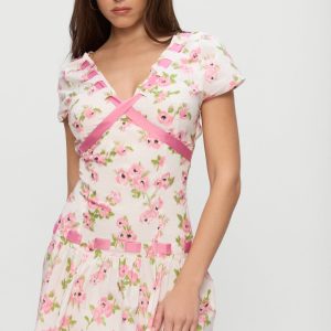 Belladonna Cotton Floral Mini Dress - Rosebush