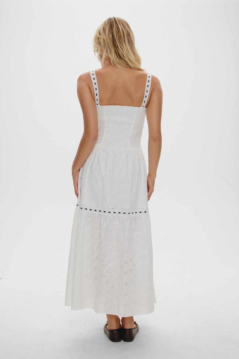 x BELLA HADID Bishop Eyelet Maxi Dress - Salt Air Eyelet - Image 5