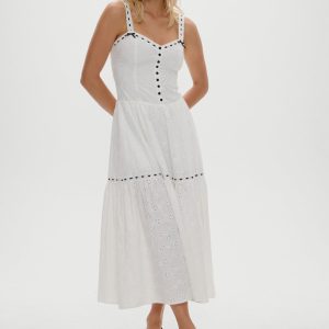 x BELLA HADID Bishop Eyelet Maxi Dress - Salt Air Eyelet