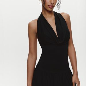 Bowery Cowl Neck Mini Dress - Black