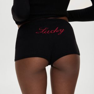 x BELLA HADID Bradley Knit Booty Shorts - Lone Star Black