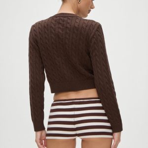 Bradley Knit Booty Shorts - Brown Sugar Stripe