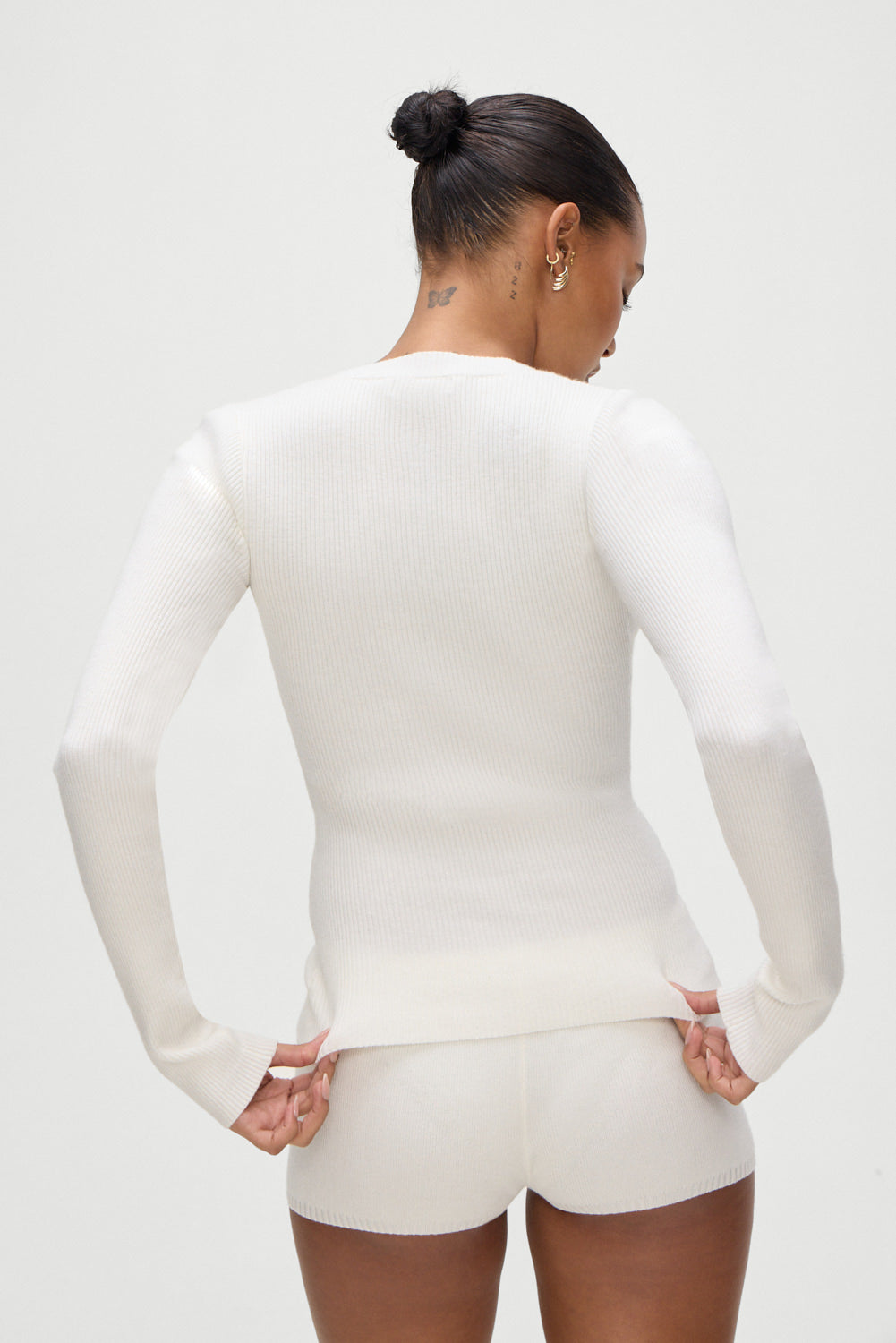 Bradley Knit Booty Shorts - White - Image 4