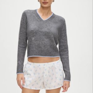 Brentwood V Neck Sweater - Winter Sky