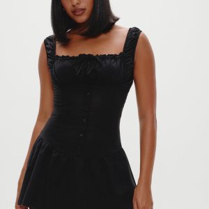 Christa Ruffle Mini Dress - Black