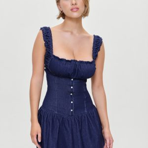 Christa Denim Mini Dress - Blue Denim