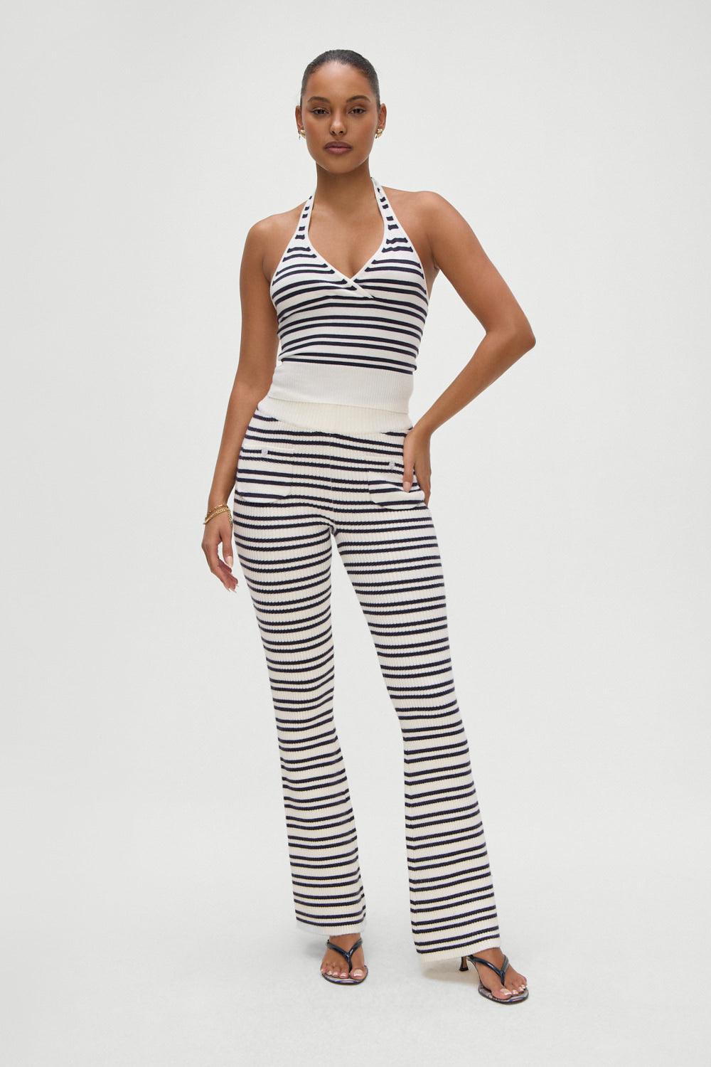 Dylan Knit Halter Top - Starlit Stripe - Image 3