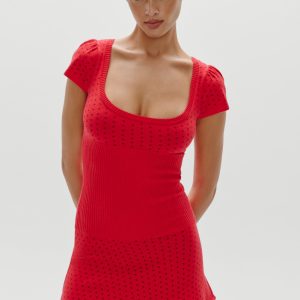 Eliza Knit Mini Dress - Cranberry
