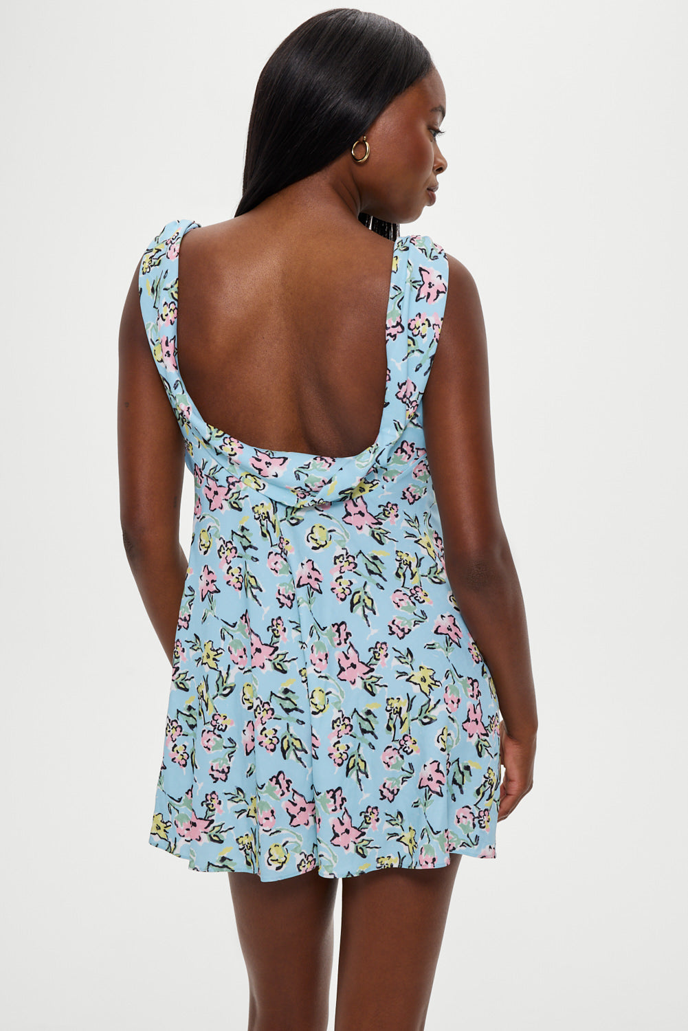 Emilia Satin Floral Mini Dress - Pastel Peony - Image 4