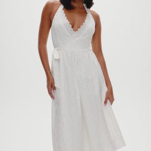 x BELLA HADID Fort Worth Fairy Midi Dress - Salt Air Eyelet