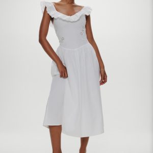 Georgia Cotton Embroidered Midi Dress - Angel's Meadow