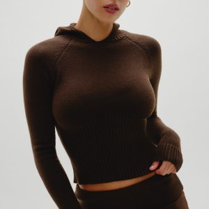 Hazel Knit Hoodie - Chocolate Brown