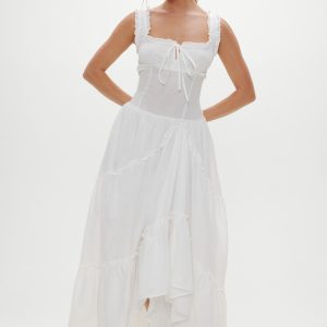 Keepsake Cotton Ruffle Maxi Dress - Daisy White