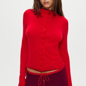Leo Knit Button Up Cardigan - Ember