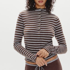 Leo Knit Button Up Cardigan - Pebble