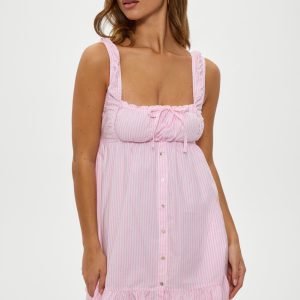 Marilyn Babydoll Dress - Pink Stripe