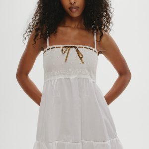 Paris Cotton Babydoll Dress - Daisy White