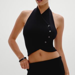 Ryder Knit Halter Top - Black
