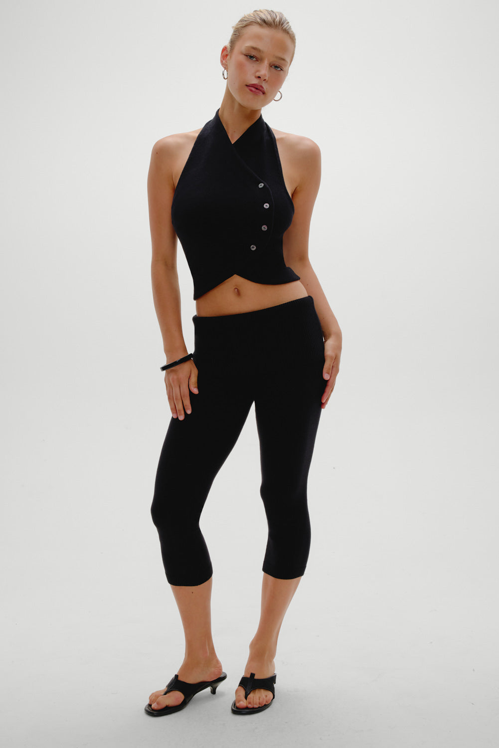 Ryder Knit Halter Top - Black - Image 5