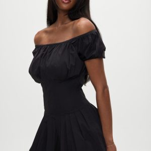 Sadie Embroidered Mini Dress - Black