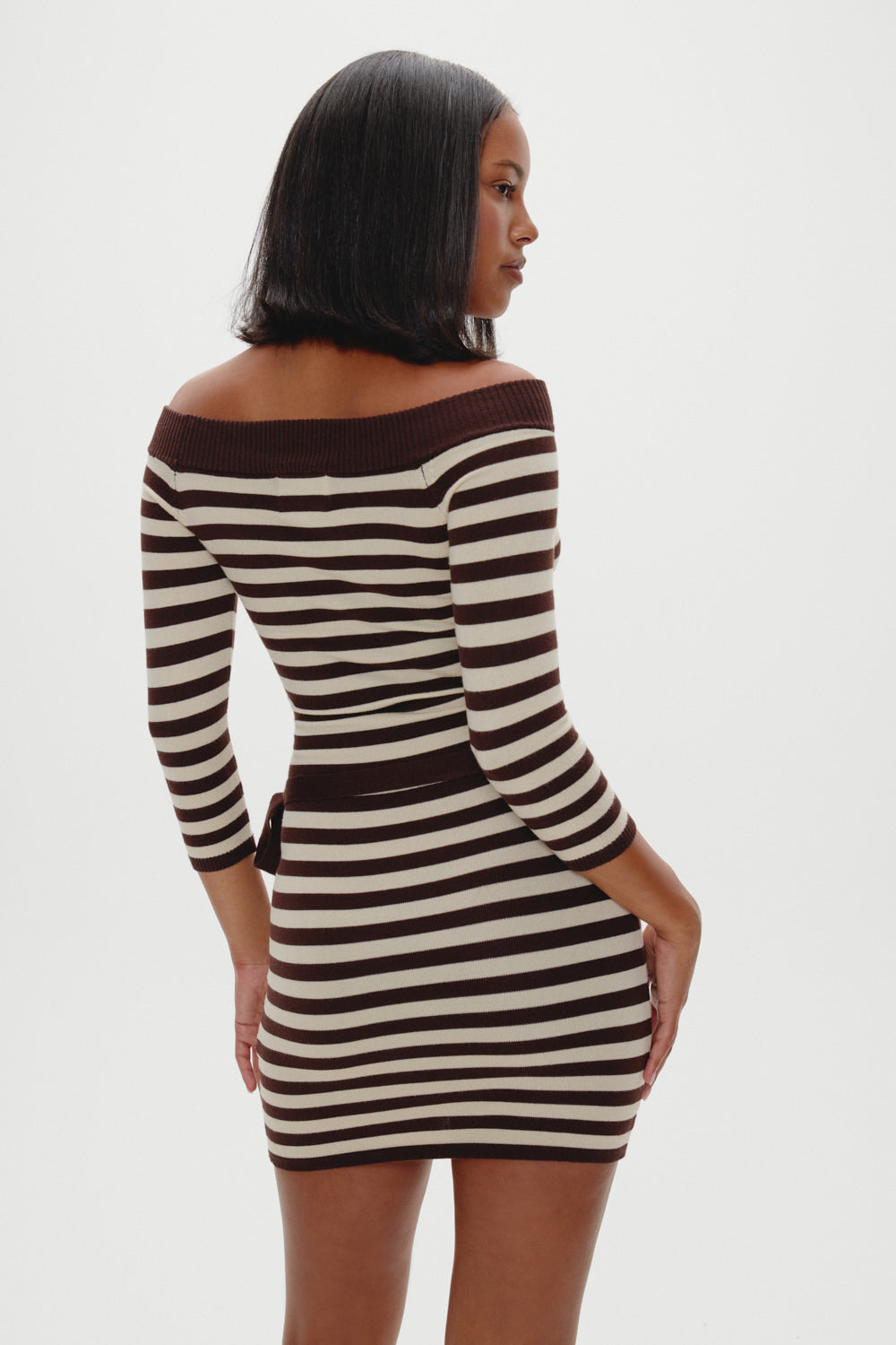 x BELLA HADID Saloon Knit Mini Dress - Cowboy Stripe - Image 6