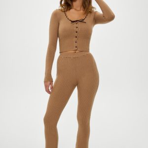 x BELLA HADID Texas Knit Pants - Caramel