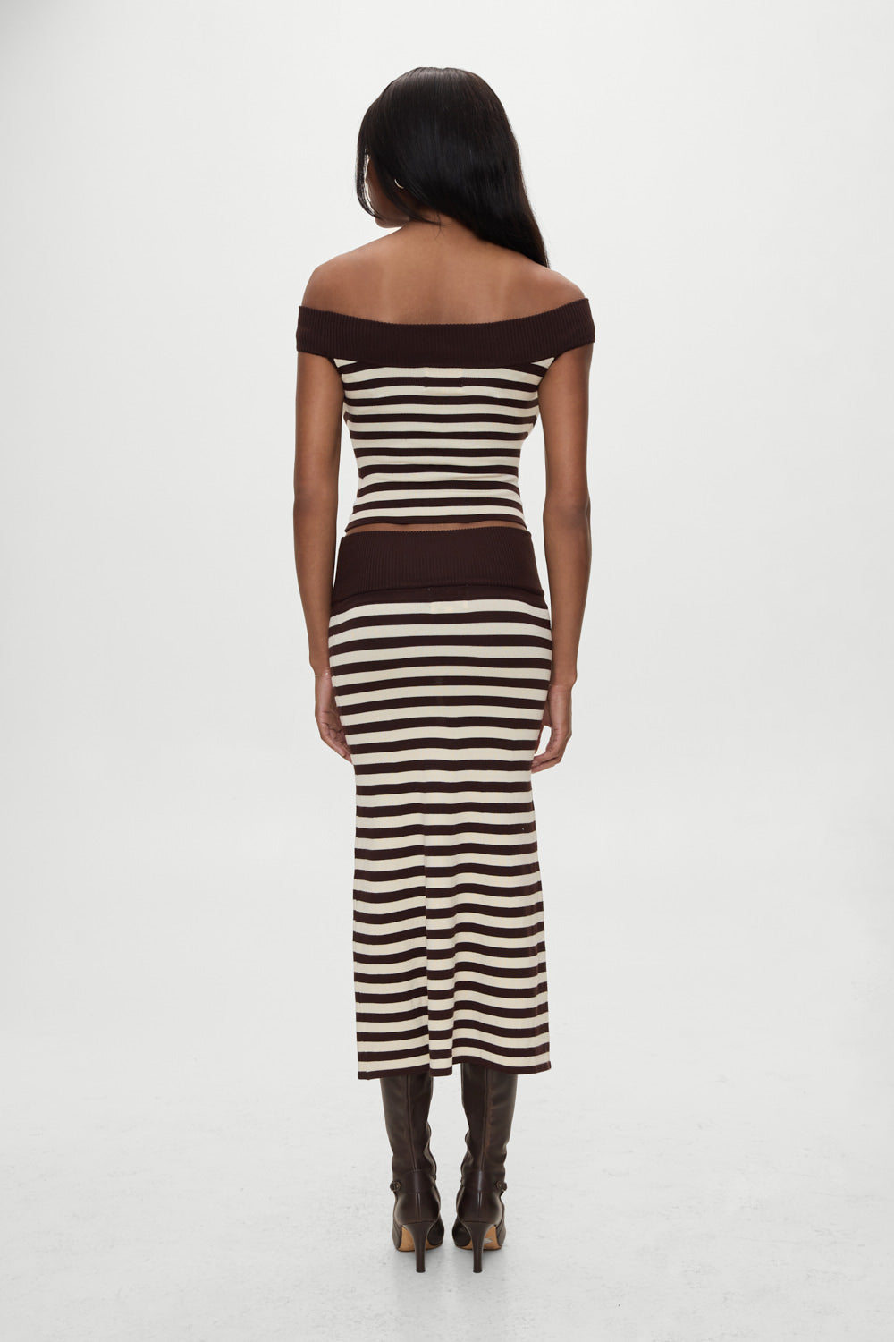 x BELLA HADID Tucker Knit Midi Skirt - Cowboy Stripe - Image 4