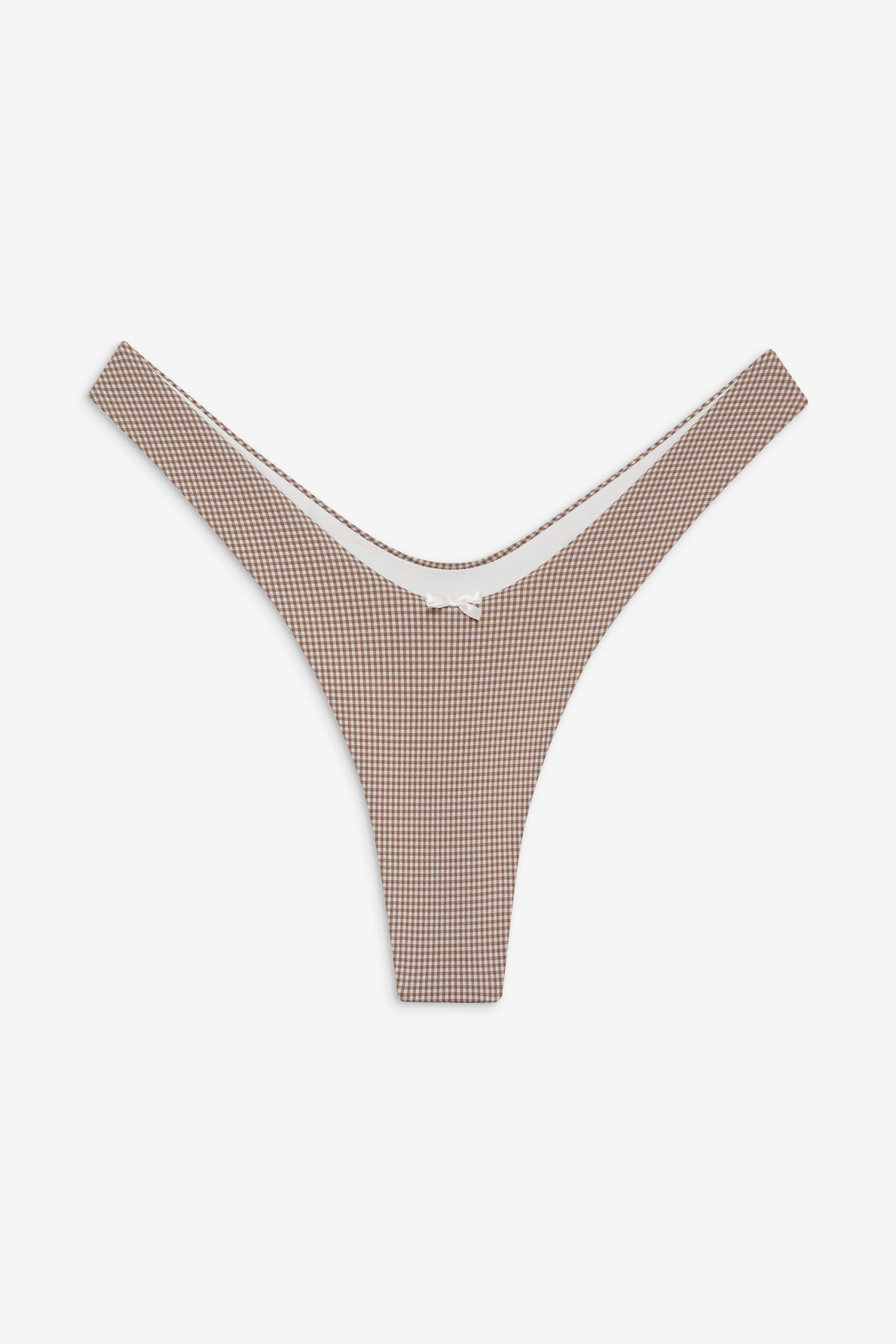 Full Moon Micro Bikini Bottom - Brown Gingham - Image 3