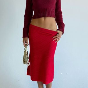 Magnolia Knit Midi Skirt - Cranberry