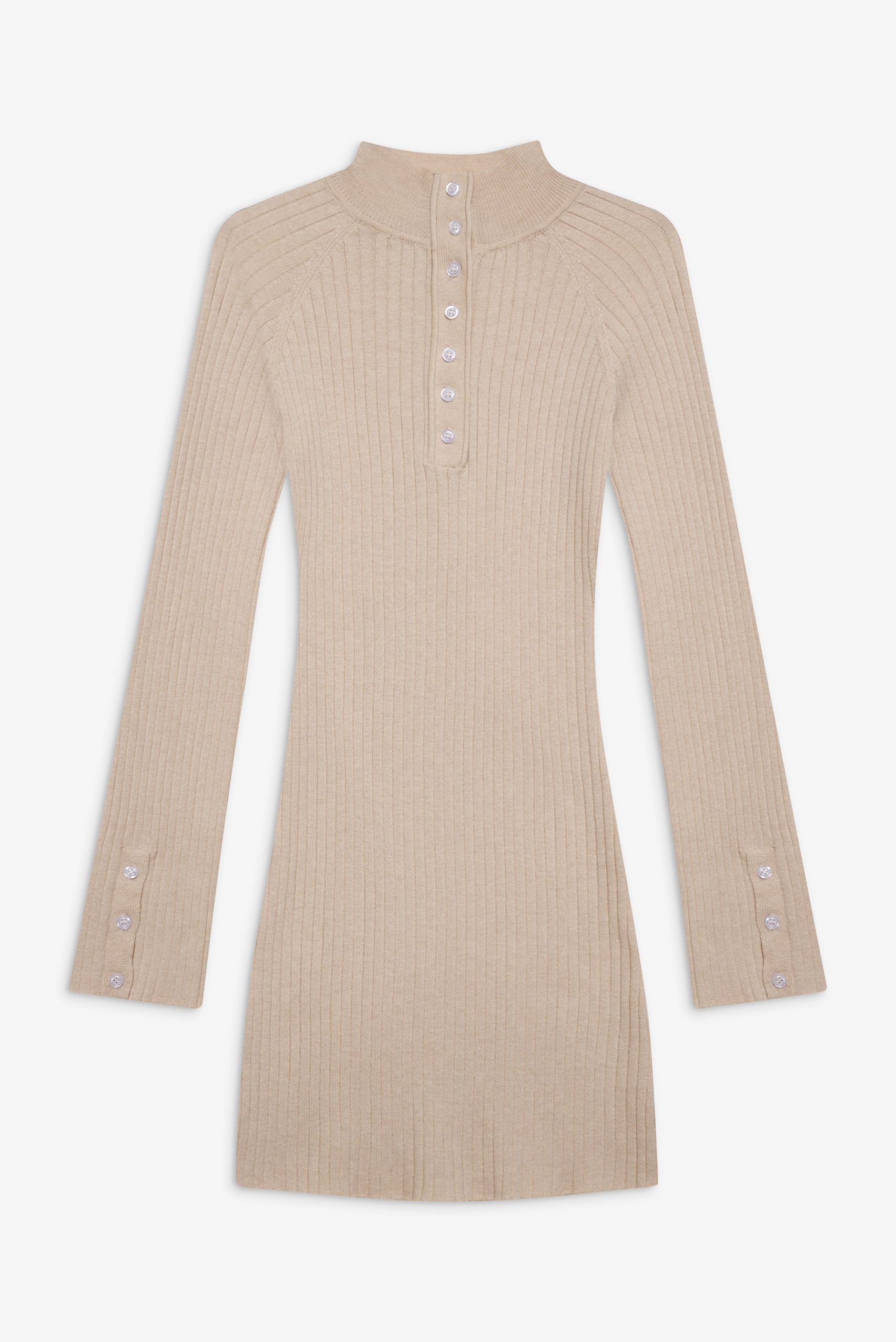 Isla Long Sleeve Mini Dress - Cream - Image 3