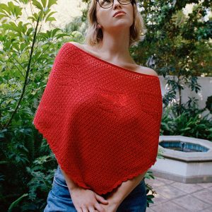 Sophie Crochet Poncho - Red Rose