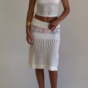 Orchard Crochet Halter Top - White
