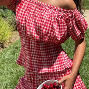 Cider Gingham Blouse  - Cherry Gingham
