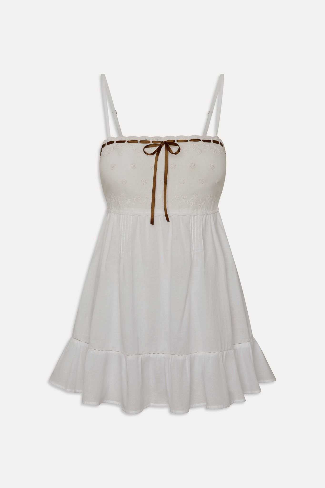 Paris Cotton Babydoll Dress - Daisy White - Image 3