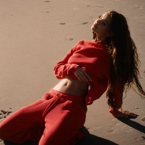 Emma Thermal Low Rise Pants - Strawberry Red