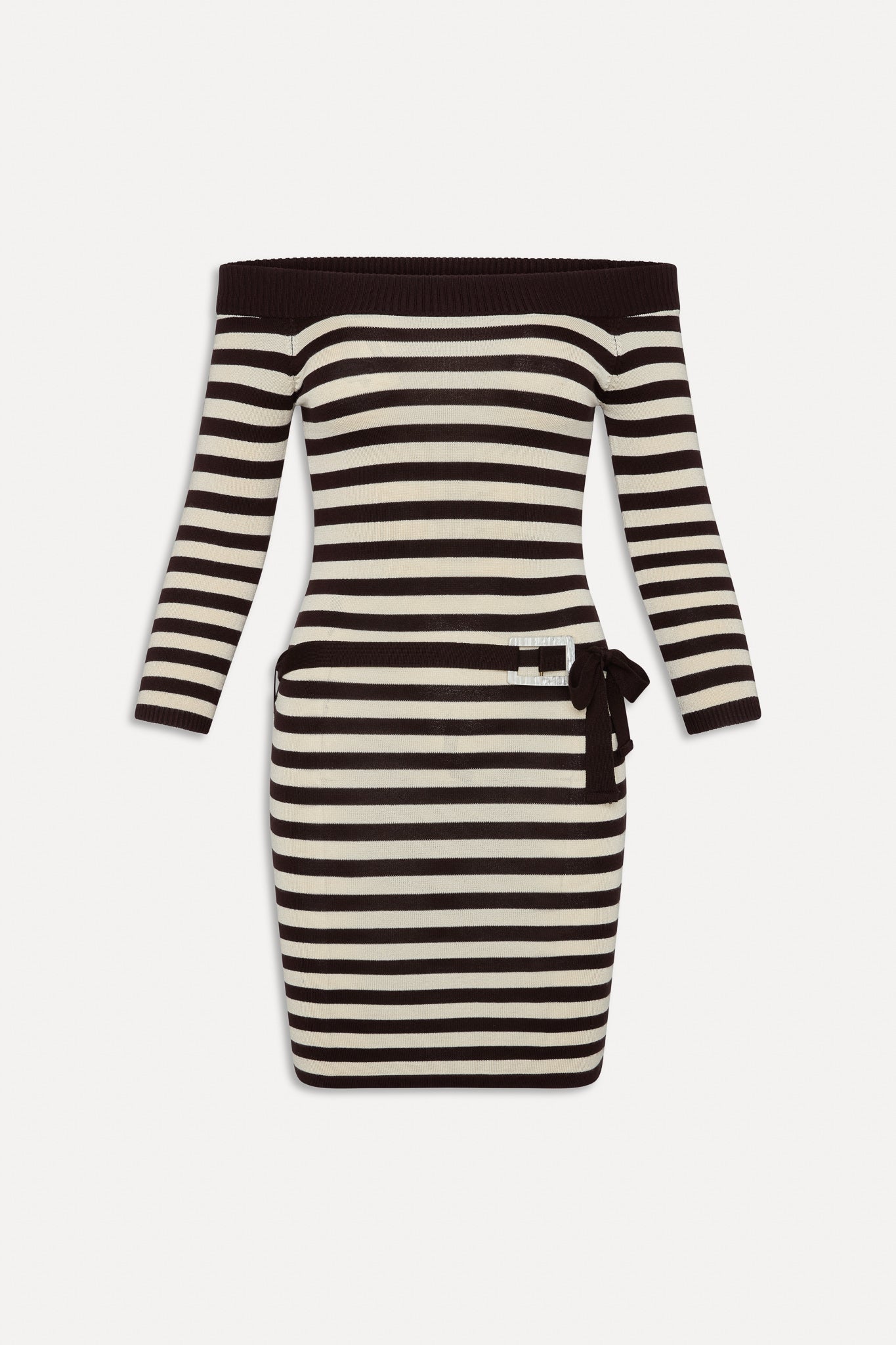 x BELLA HADID Saloon Knit Mini Dress - Cowboy Stripe - Image 3