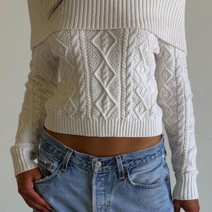 Saint Off The Shoulder Knit Sweater - Cloud White